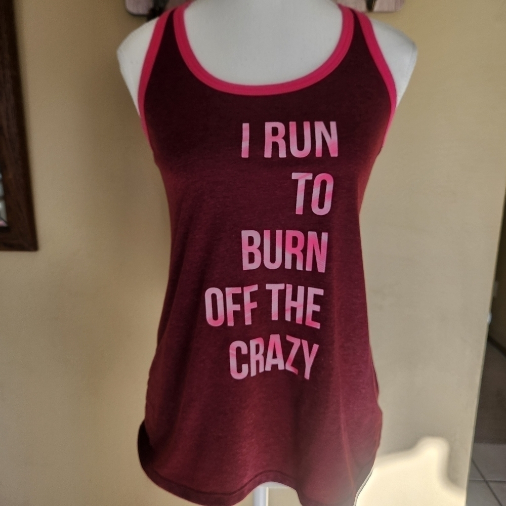 I Run to Burn Off the Crazy Racerback Tank, Size x-Small